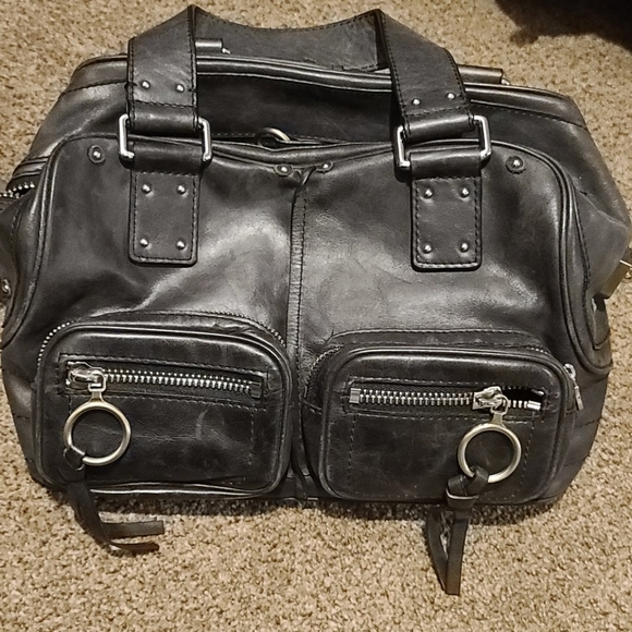 Auth. Bl. Leather Chloé bag